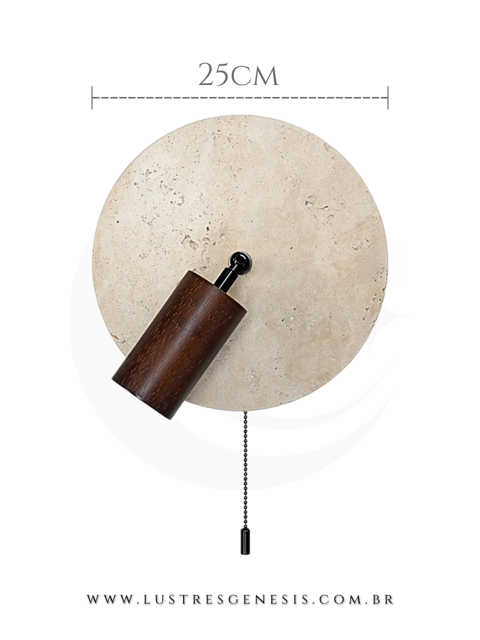 Arandela Cabeceira Travertino com Spot Direcion&aacute;vel e Cordinha